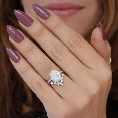 2.9 Carats Emerald Pave Styled Moissanite Engagement Ring