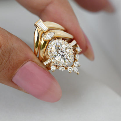 2.9 Carats Emerald Pave Styled Moissanite Engagement Ring