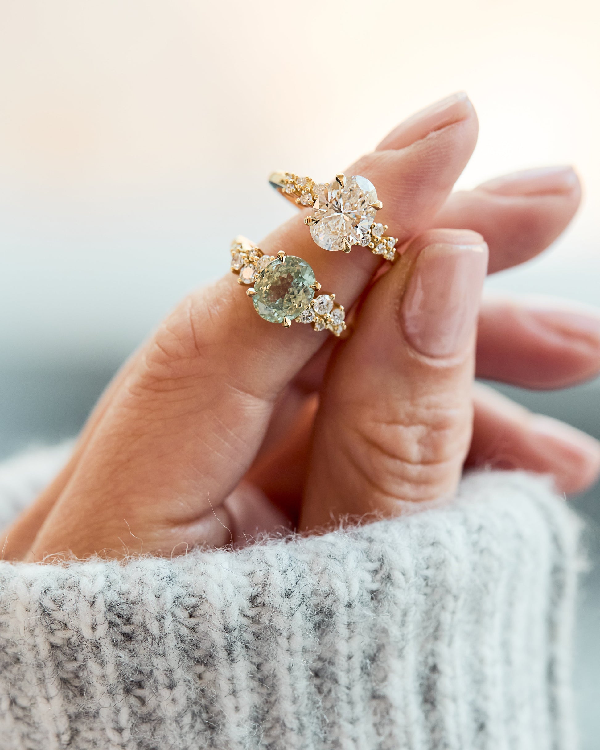 Marquise Shaped Three Stone Lab Grown Diamond Engagement Ring