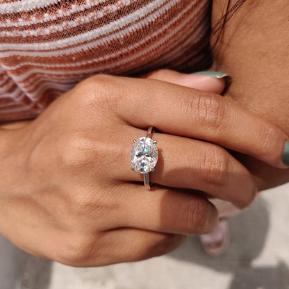 Oval Cut Moissanite Solitaire Engagement Ring