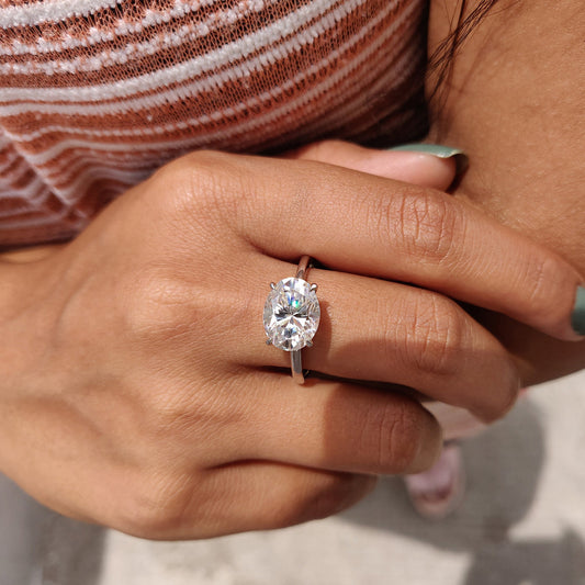 Oval Cut Moissanite Solitaire Engagement Ring