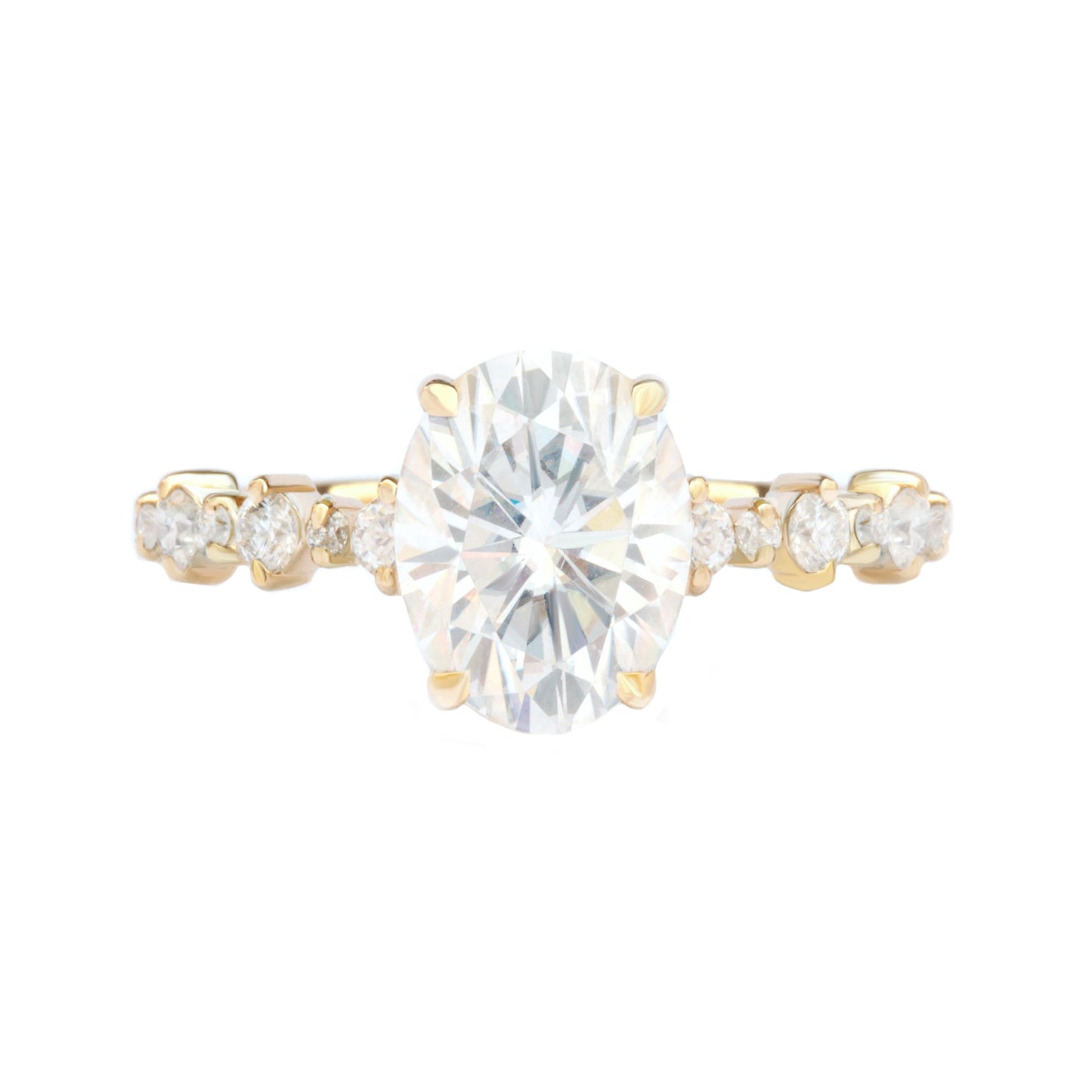2.9 Carats Emerald Pave Styled Moissanite Engagement Ring