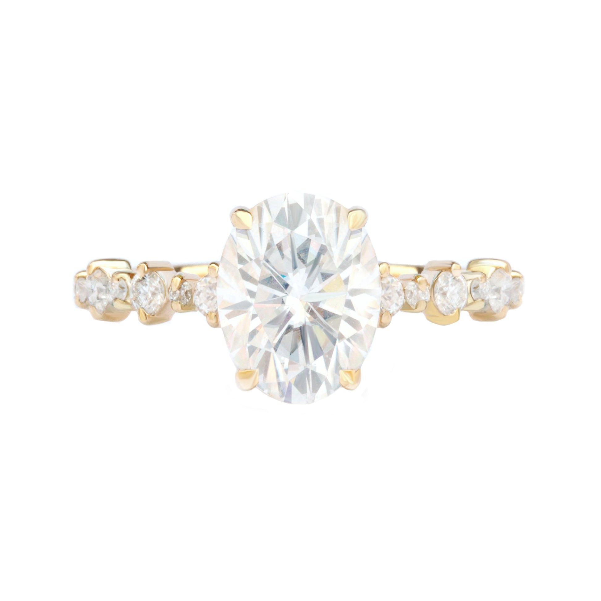 2.9 Carats Emerald Pave Styled Moissanite Engagement Ring