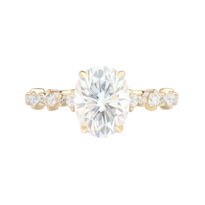 2.9 Carats Emerald Pave Styled Moissanite Engagement Ring