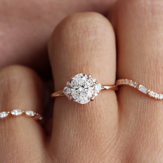 2.9 Carats Emerald Pave Styled Moissanite Engagement Ring