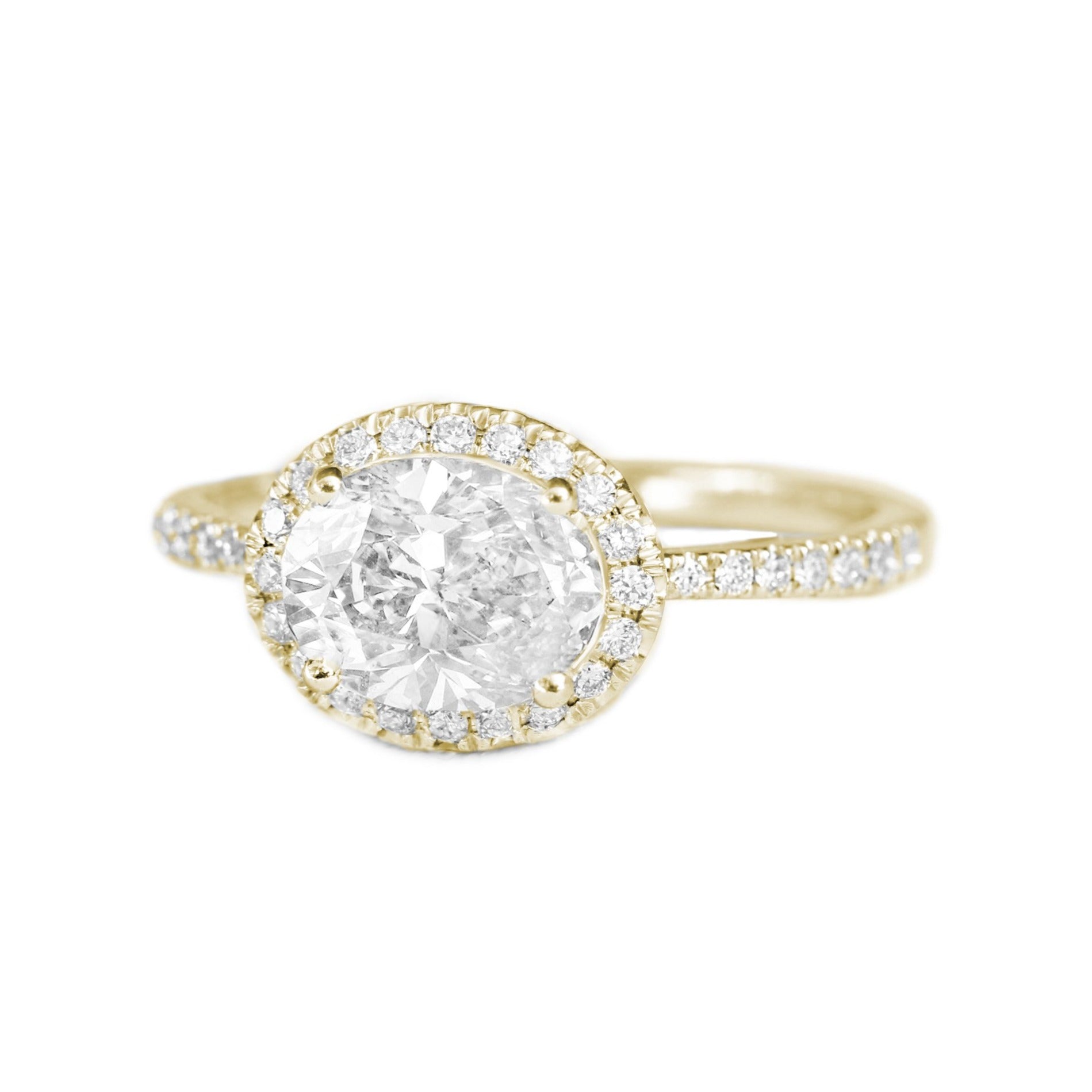 2.9 Carats Emerald Pave Styled Moissanite Engagement Ring