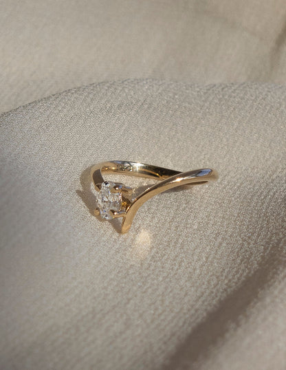 0.45 CT Oval Moissanite Engagement Ring with Swirl Solitaire Minimal Design