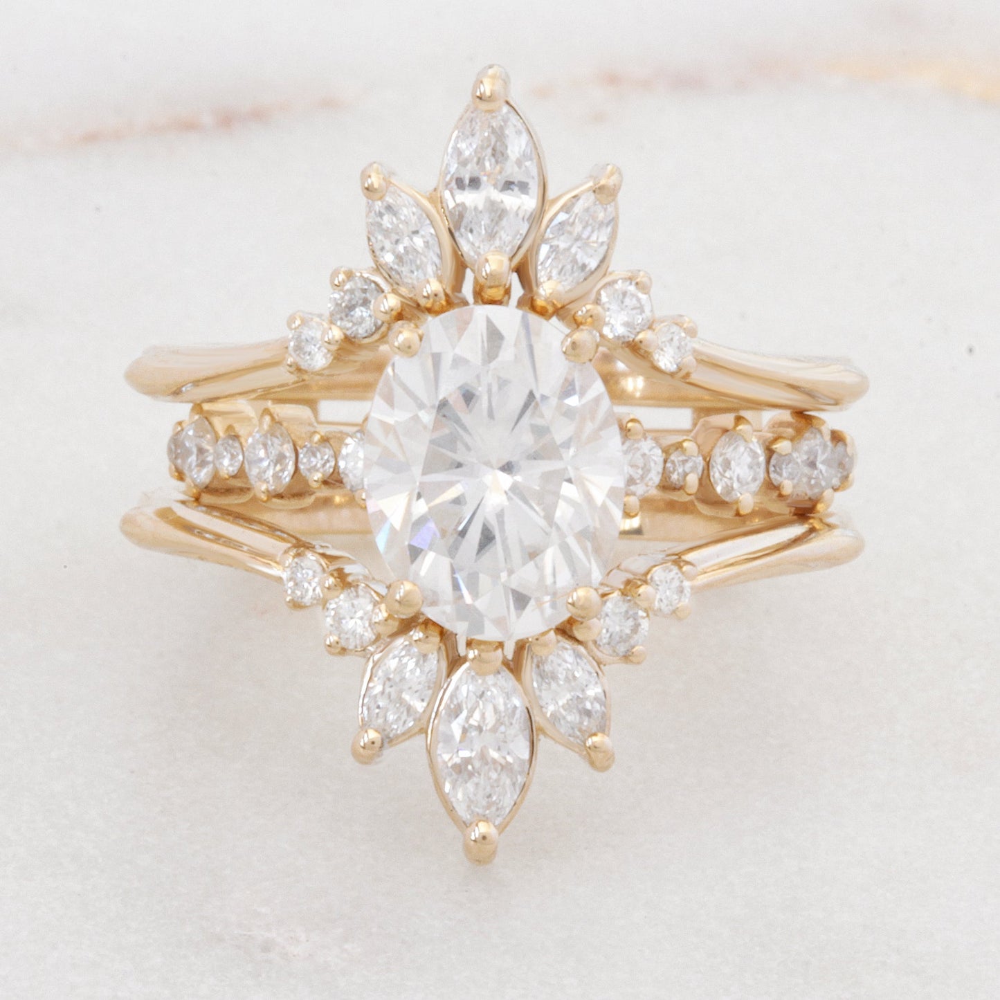 2.9 Carats Emerald Pave Styled Moissanite Engagement Ring