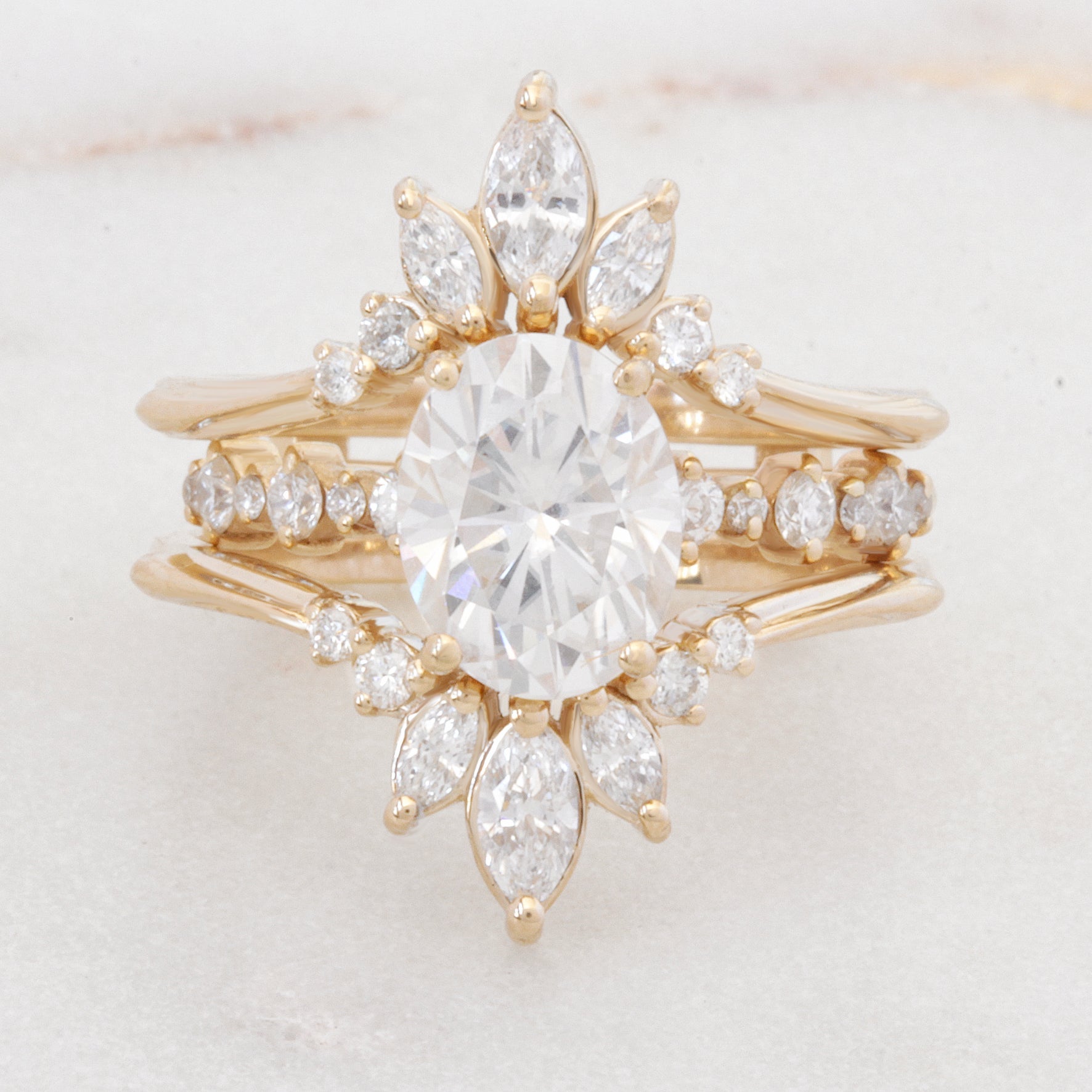 2.9 Carats Emerald Pave Styled Moissanite Engagement Ring