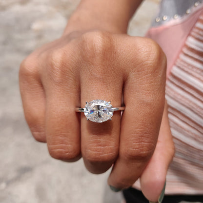 Oval Cut Moissanite Solitaire Engagement Ring