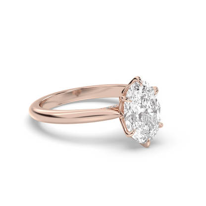 Marquise Shaped Three Stone Lab Grown Diamond Engagement Ring