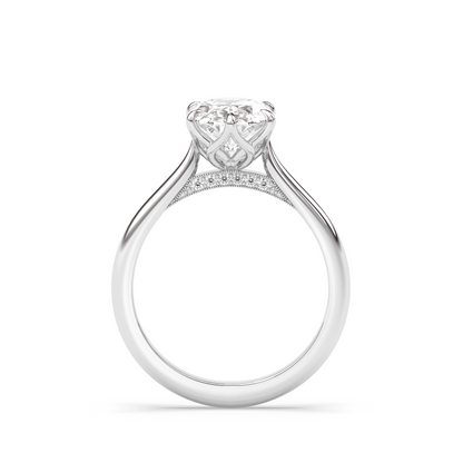 Marquise Shaped Three Stone Lab Grown Diamond Engagement Ring