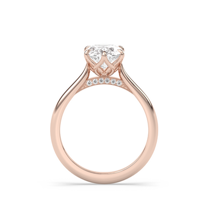 Marquise Shaped Three Stone Lab Grown Diamond Engagement Ring