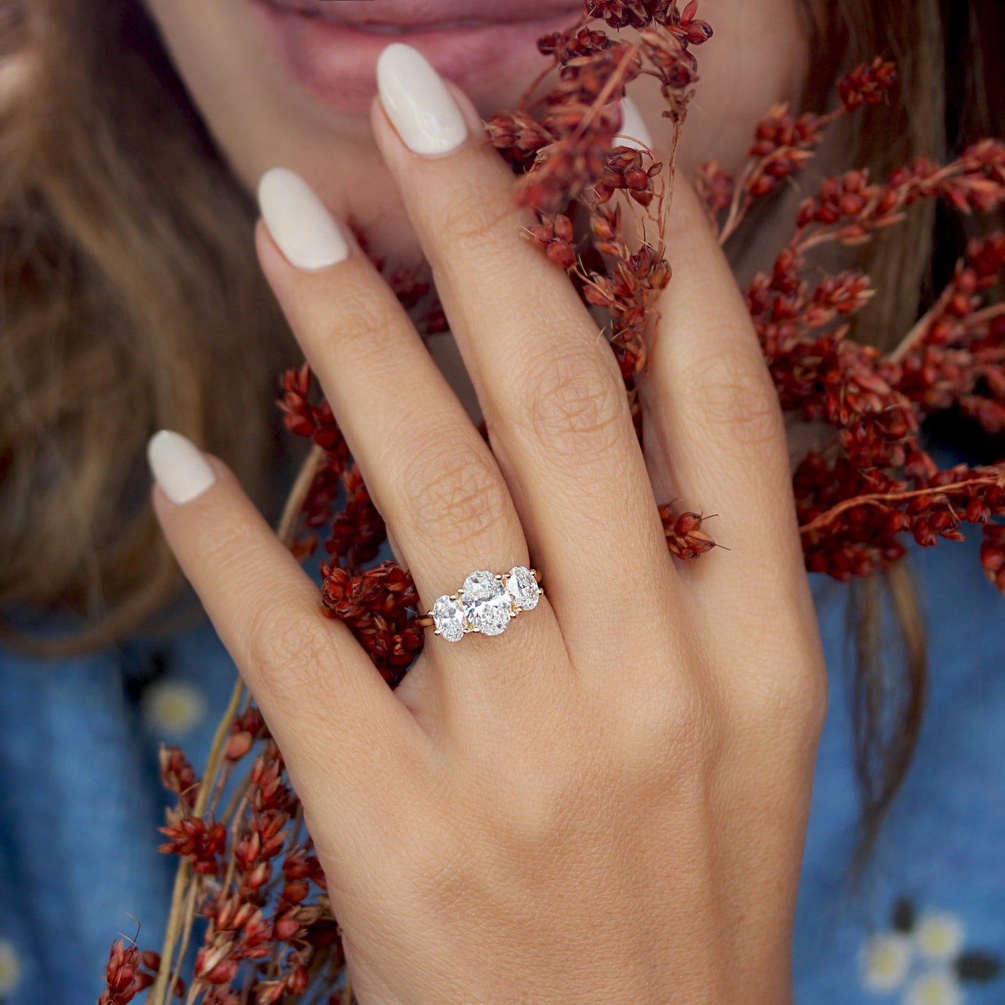 2.9 Carats Emerald Pave Styled Moissanite Engagement Ring