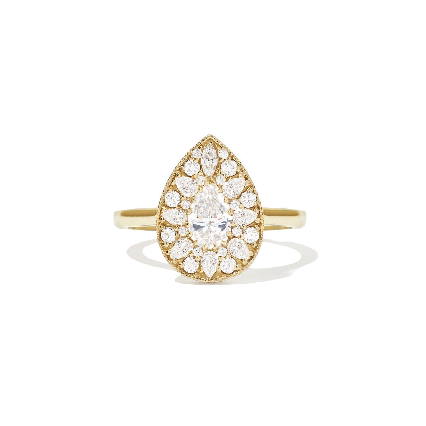 Marquise Shaped Three Stone Lab Grown Diamond Engagement Ring