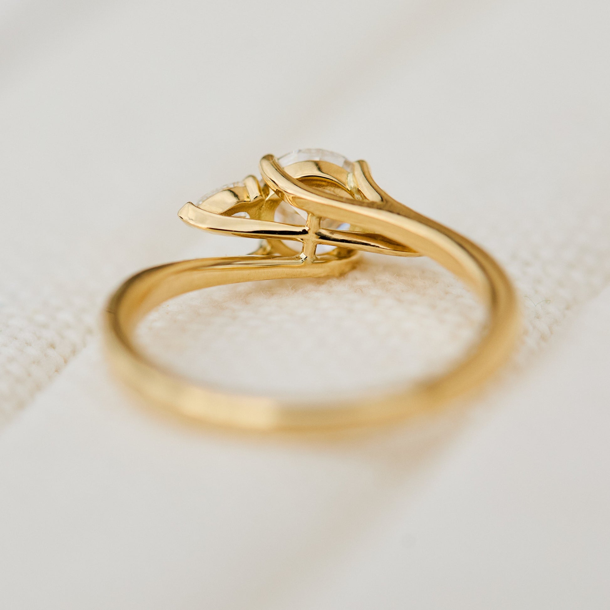 Marquise Shaped Three Stone Lab Grown Diamond Engagement Ring