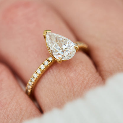 Marquise Shaped Three Stone Lab Grown Diamond Engagement Ring
