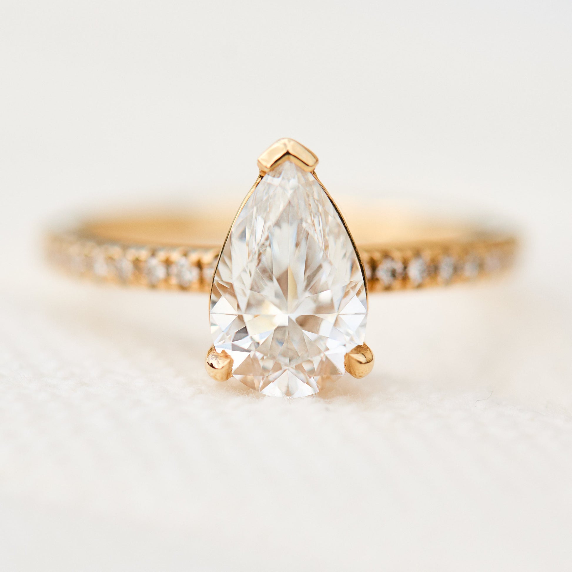 Marquise Shaped Three Stone Lab Grown Diamond Engagement Ring