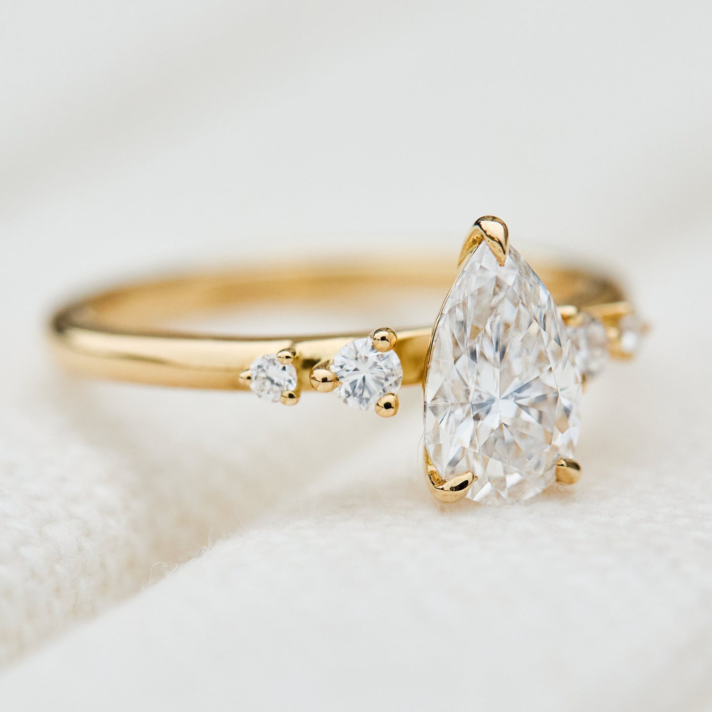 Marquise Shaped Three Stone Lab Grown Diamond Engagement Ring