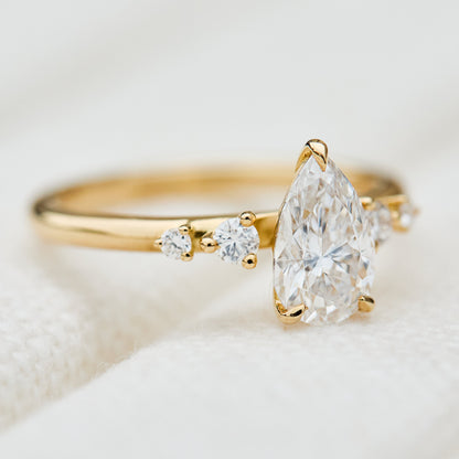 Marquise Shaped Three Stone Lab Grown Diamond Engagement Ring