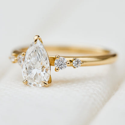 Marquise Shaped Three Stone Lab Grown Diamond Engagement Ring