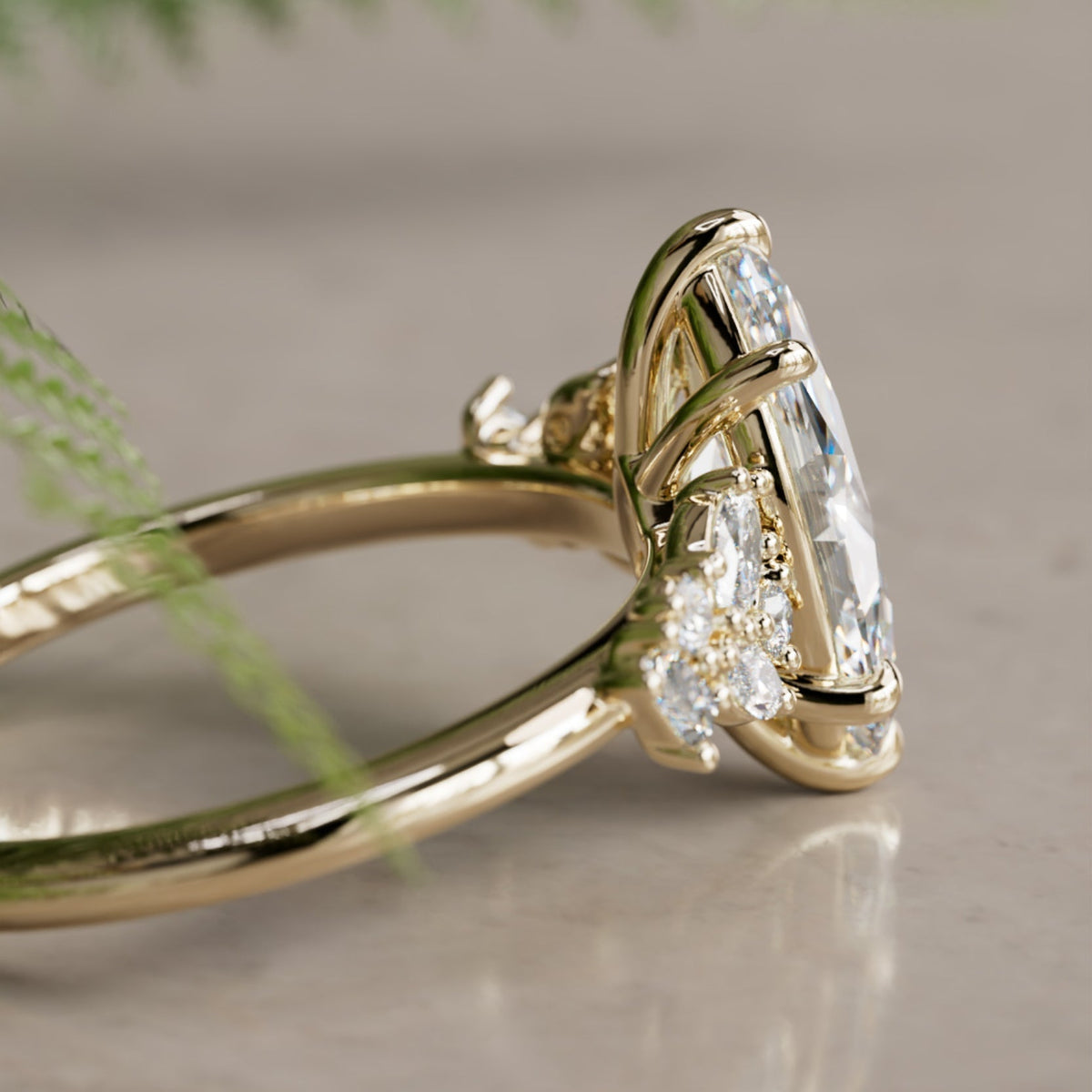 Marquise Shaped Three Stone Lab Grown Diamond Engagement Ring