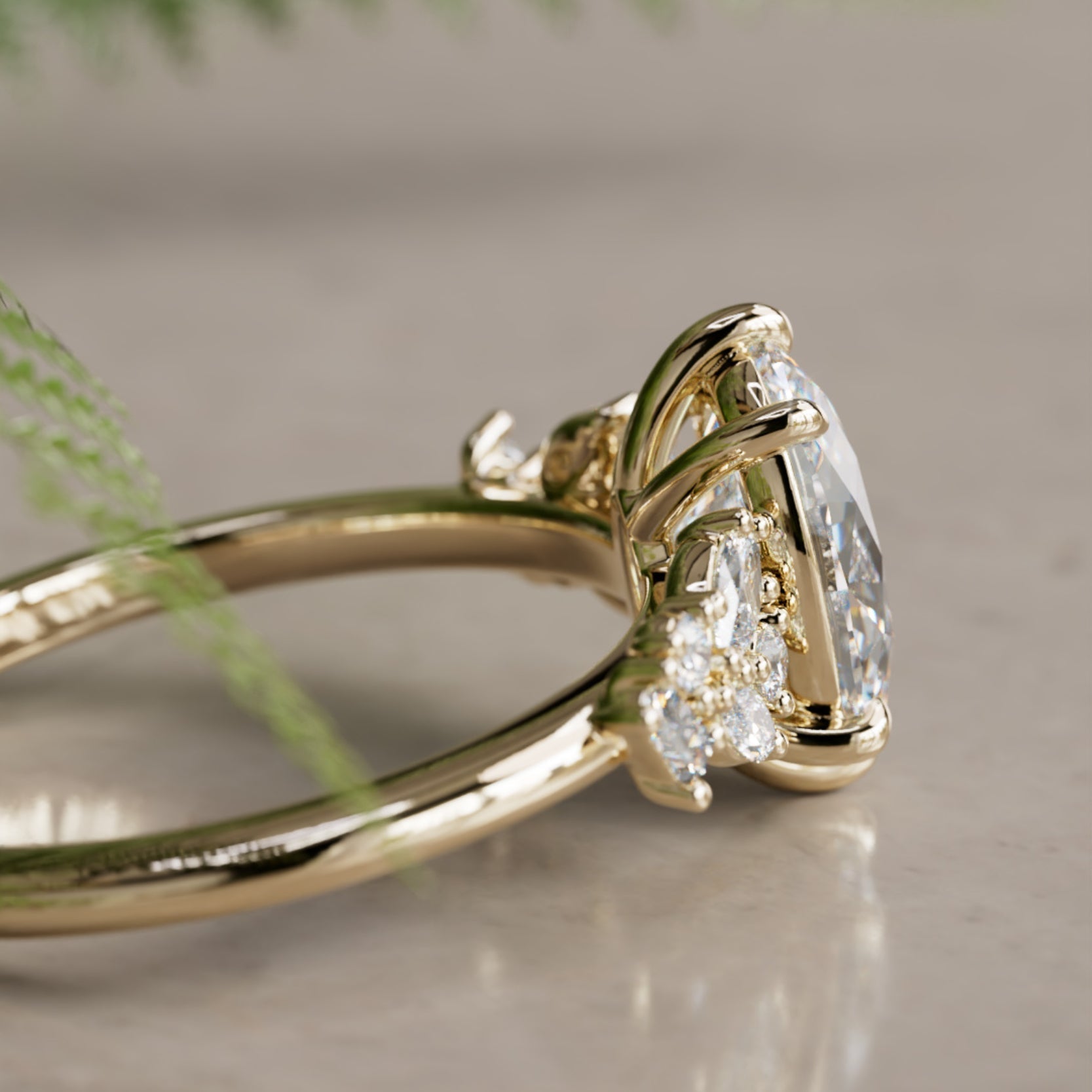 Marquise Shaped Three Stone Lab Grown Diamond Engagement Ring