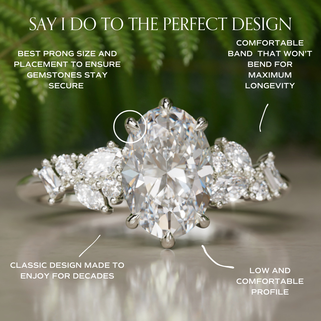 Marquise Shaped Three Stone Lab Grown Diamond Engagement Ring