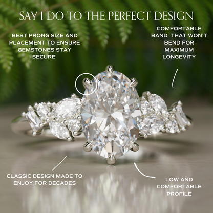 Marquise Shaped Three Stone Lab Grown Diamond Engagement Ring