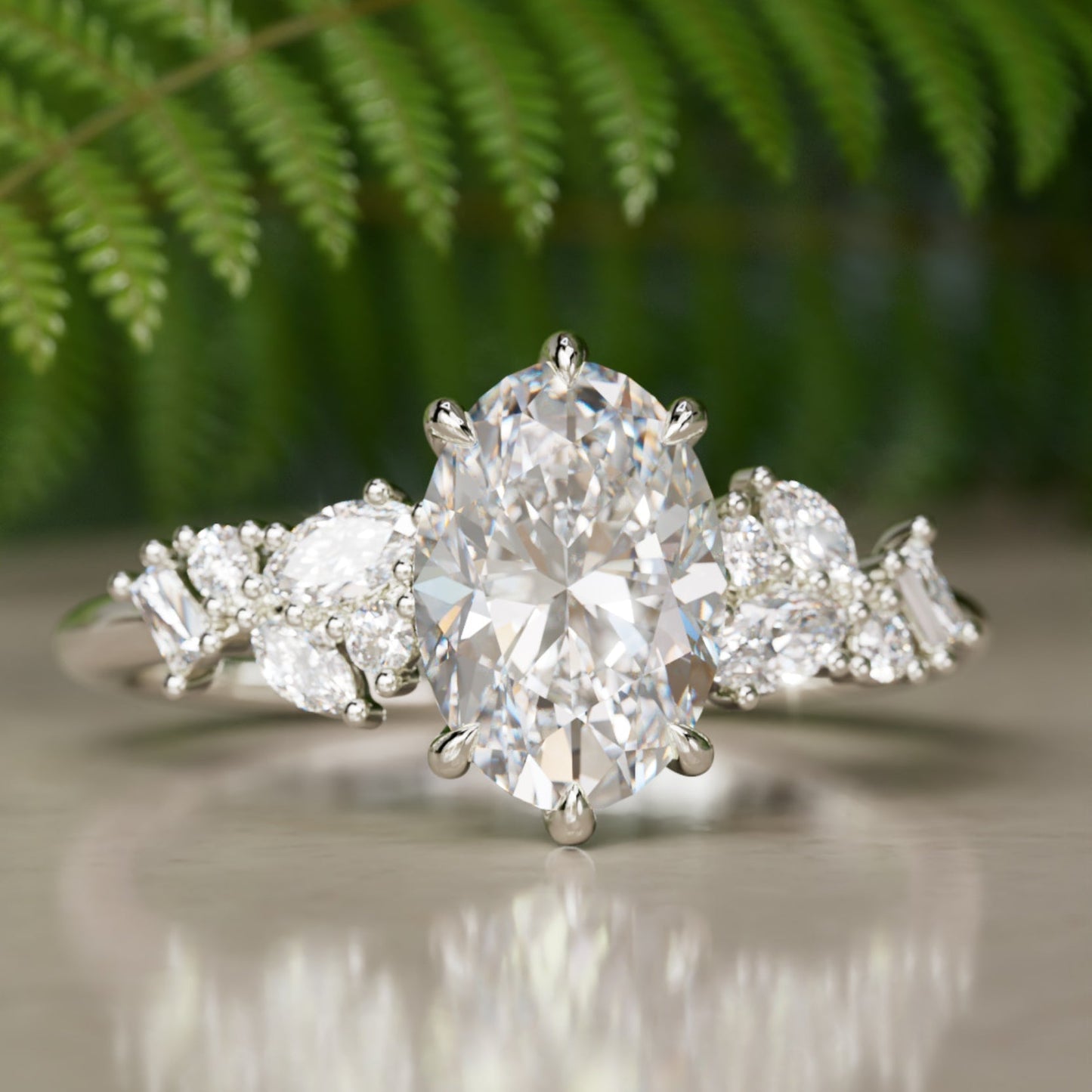 Marquise Shaped Three Stone Lab Grown Diamond Engagement Ring