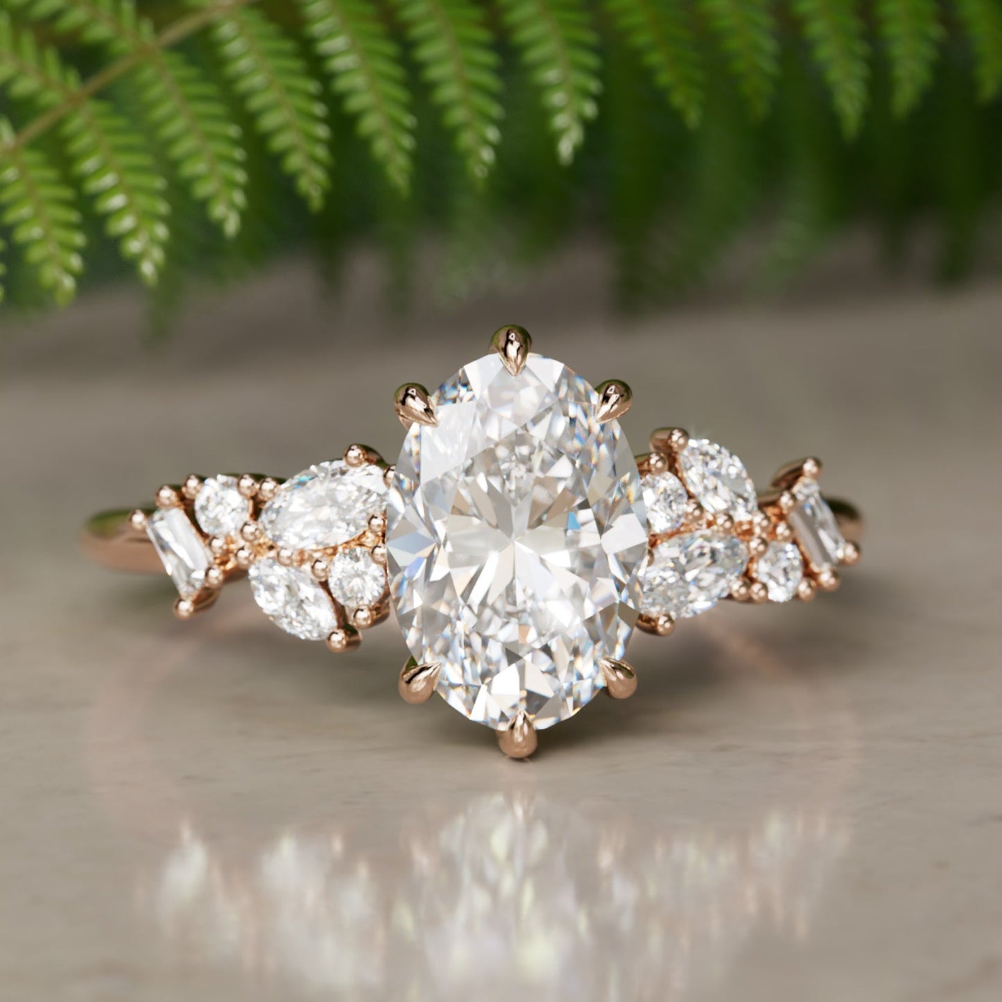 Marquise Shaped Three Stone Lab Grown Diamond Engagement Ring