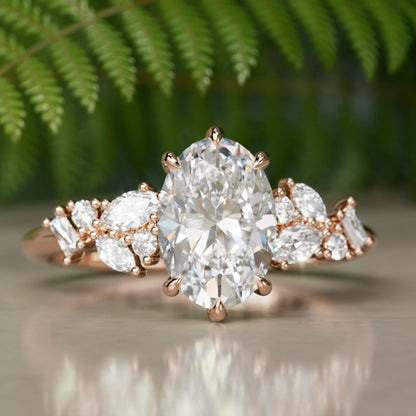 Marquise Shaped Three Stone Lab Grown Diamond Engagement Ring