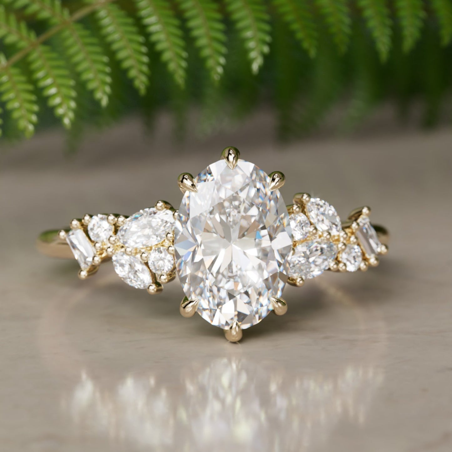 Marquise Shaped Three Stone Lab Grown Diamond Engagement Ring