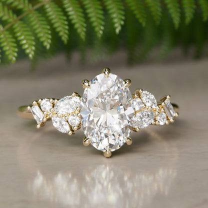 Marquise Shaped Three Stone Lab Grown Diamond Engagement Ring