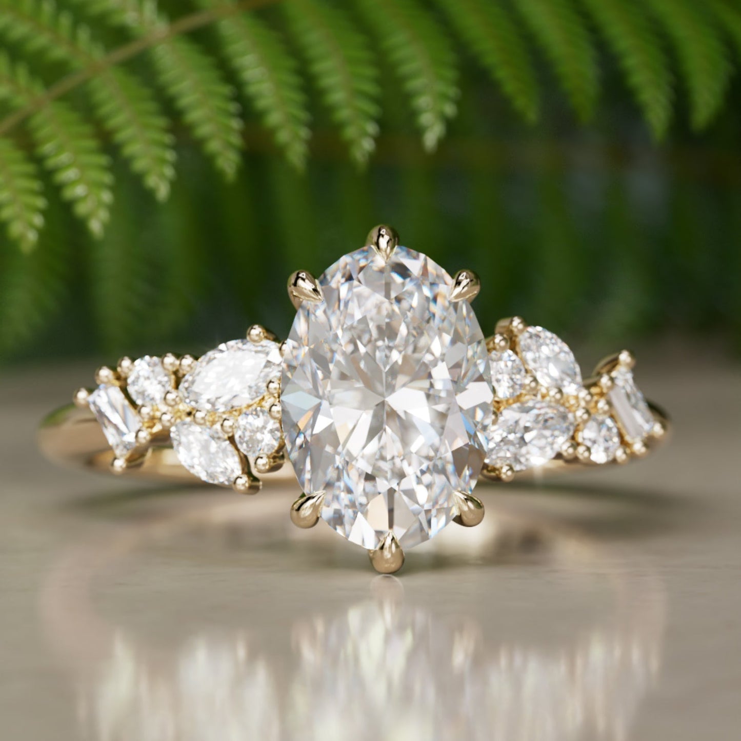 Marquise Shaped Three Stone Lab Grown Diamond Engagement Ring