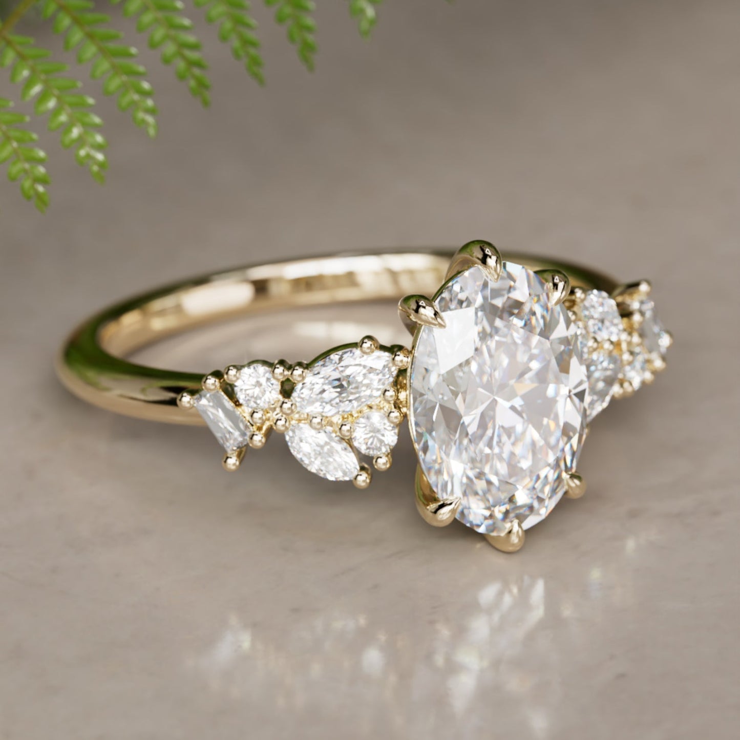 Marquise Shaped Three Stone Lab Grown Diamond Engagement Ring