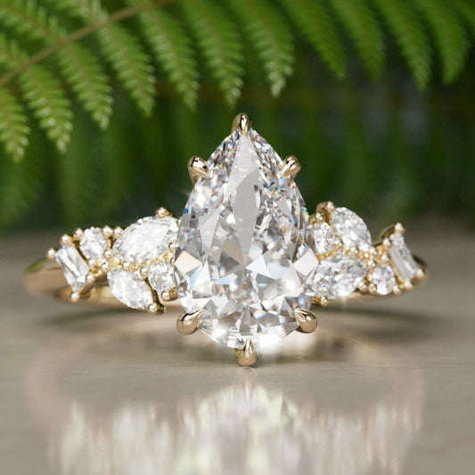 Marquise Shaped Three Stone Lab Grown Diamond Engagement Ring