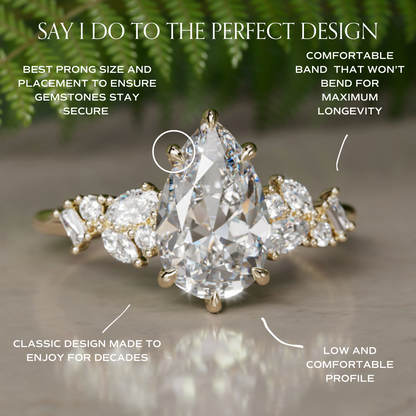 Marquise Shaped Three Stone Lab Grown Diamond Engagement Ring