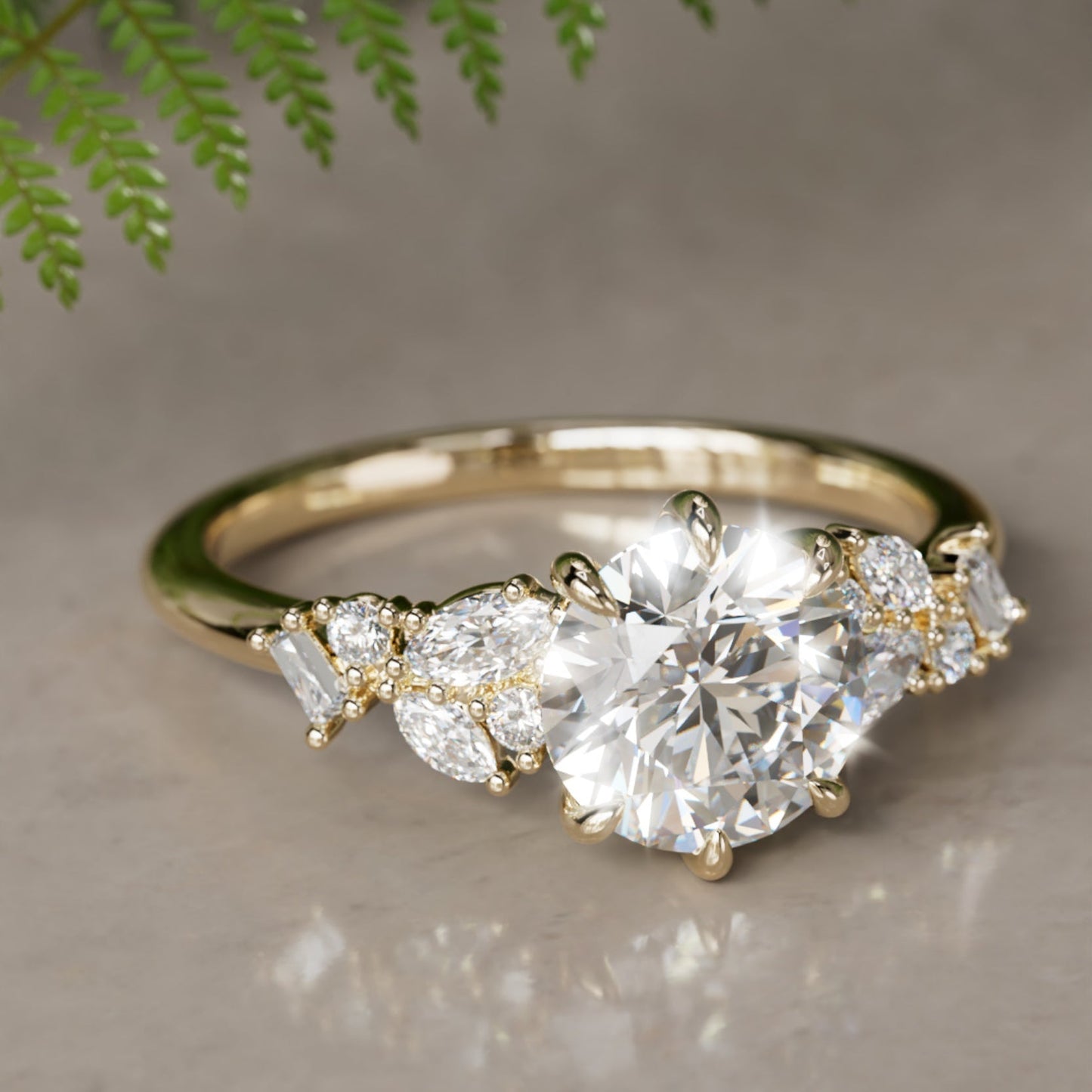 Marquise Shaped Three Stone Lab Grown Diamond Engagement Ring
