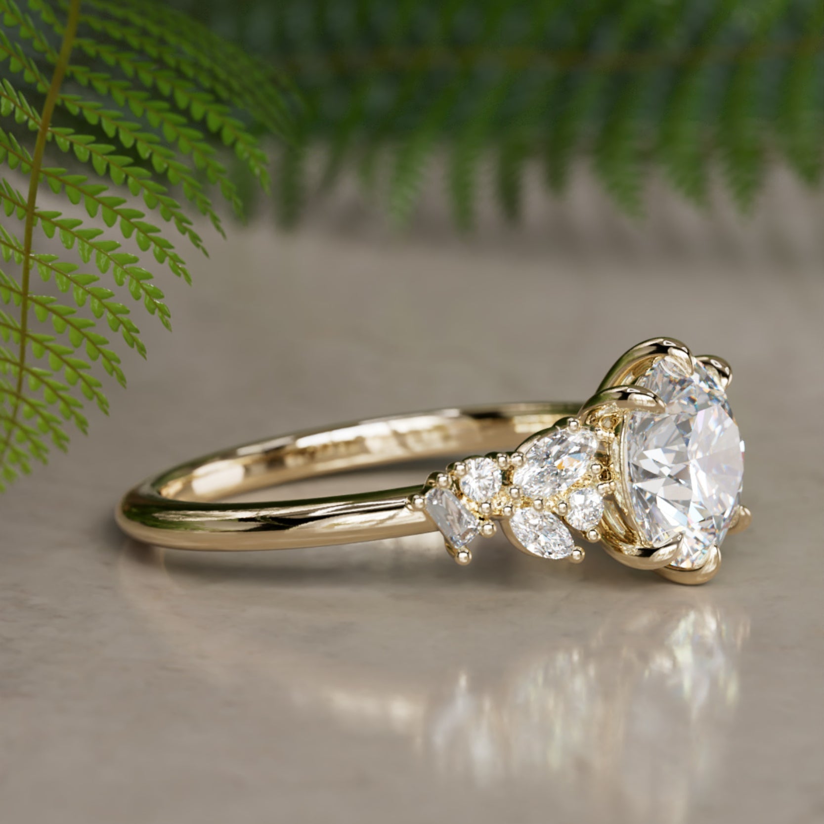 Marquise Shaped Three Stone Lab Grown Diamond Engagement Ring