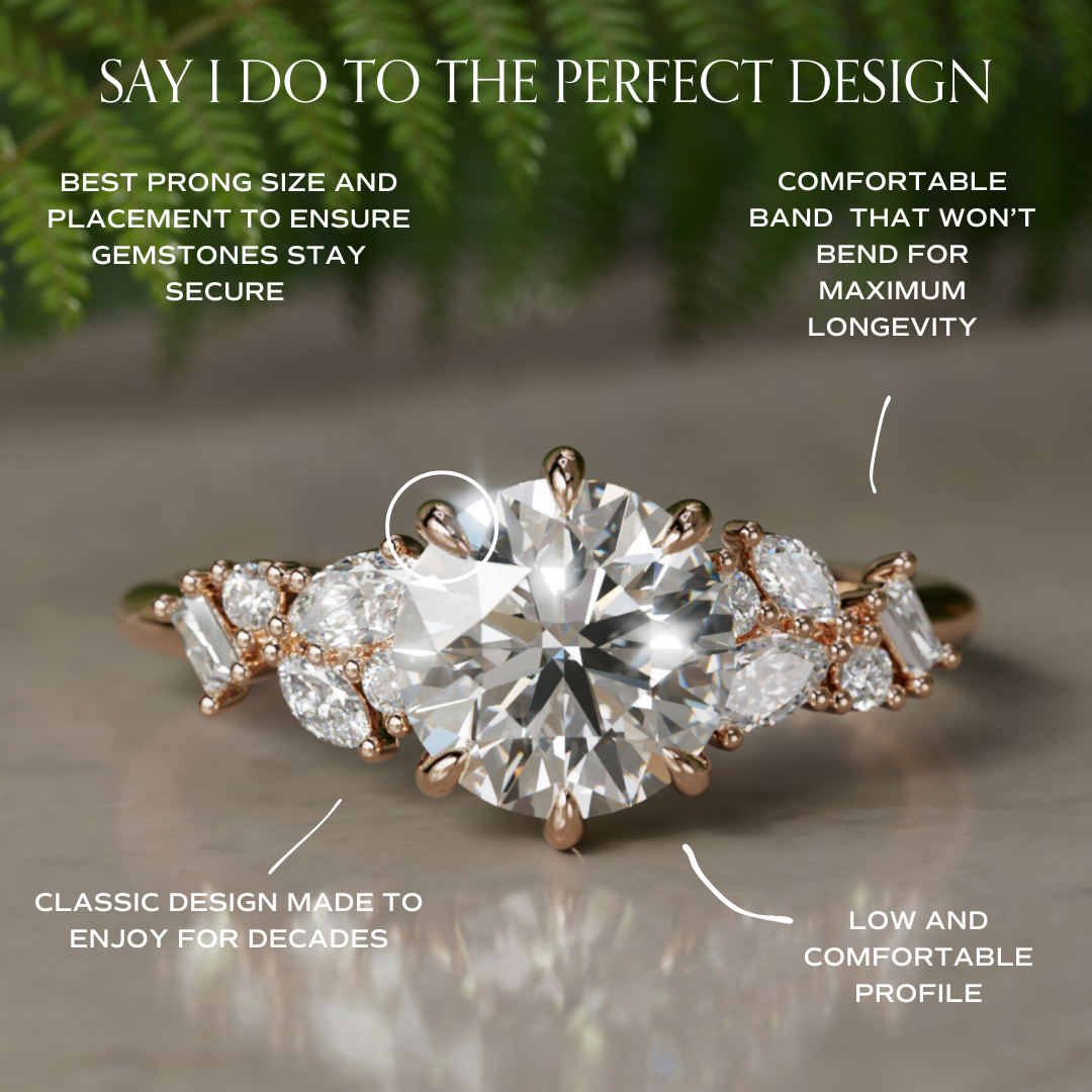 Marquise Shaped Three Stone Lab Grown Diamond Engagement Ring