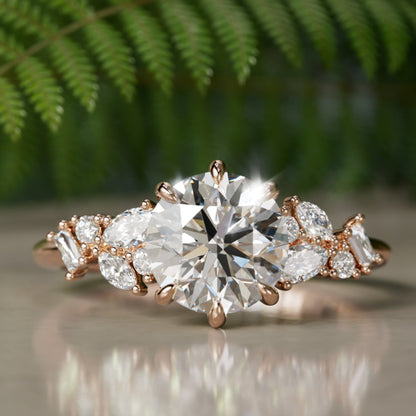 Marquise Shaped Three Stone Lab Grown Diamond Engagement Ring