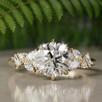 Marquise Shaped Three Stone Lab Grown Diamond Engagement Ring