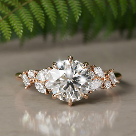 Marquise Shaped Three Stone Lab Grown Diamond Engagement Ring