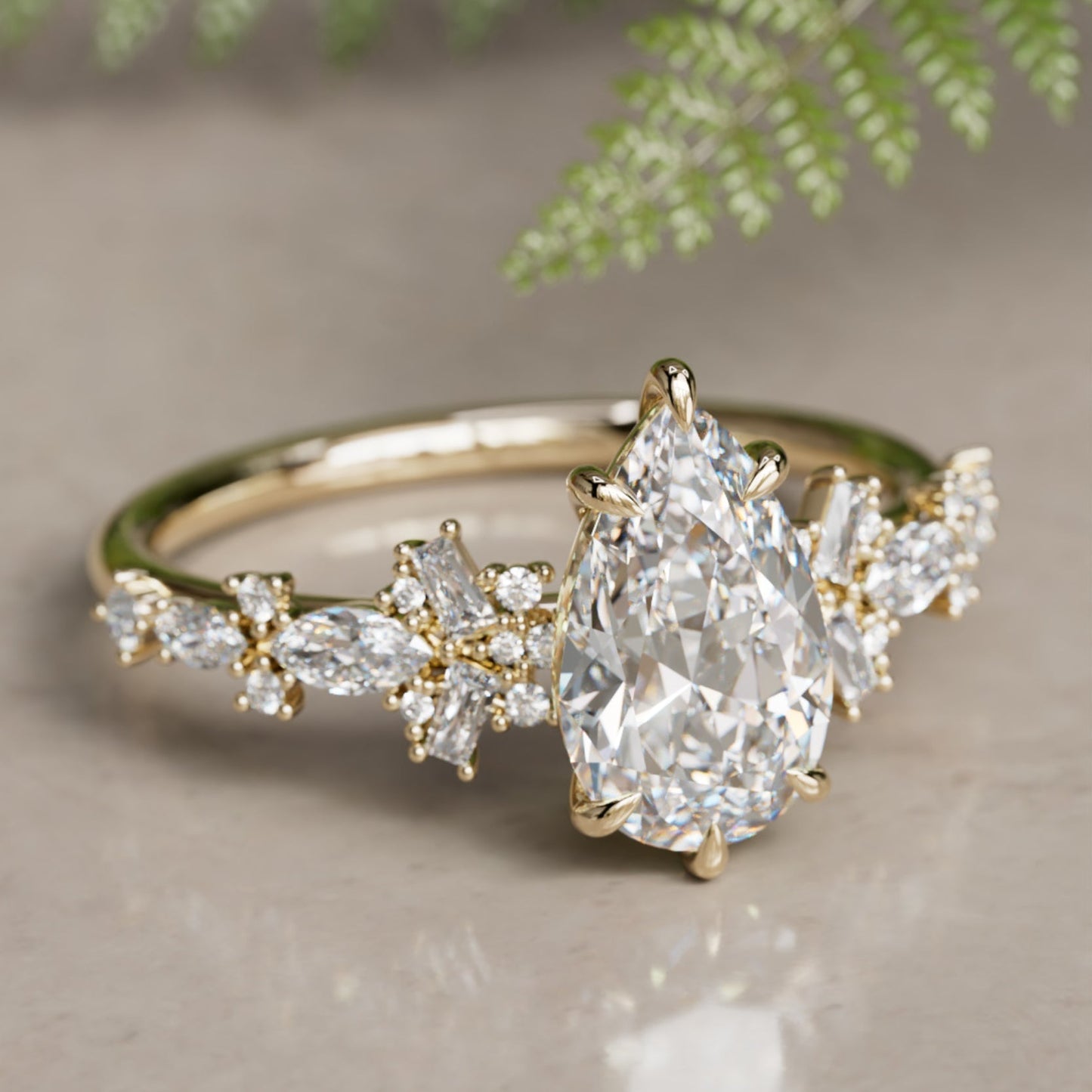Marquise Shaped Three Stone Lab Grown Diamond Engagement Ring