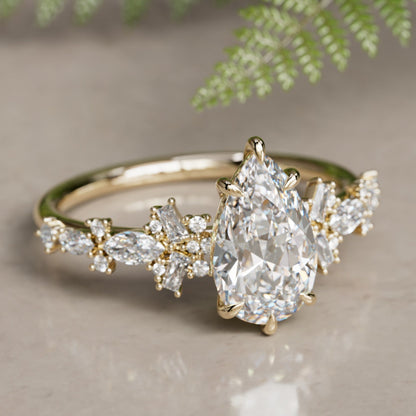 Marquise Shaped Three Stone Lab Grown Diamond Engagement Ring