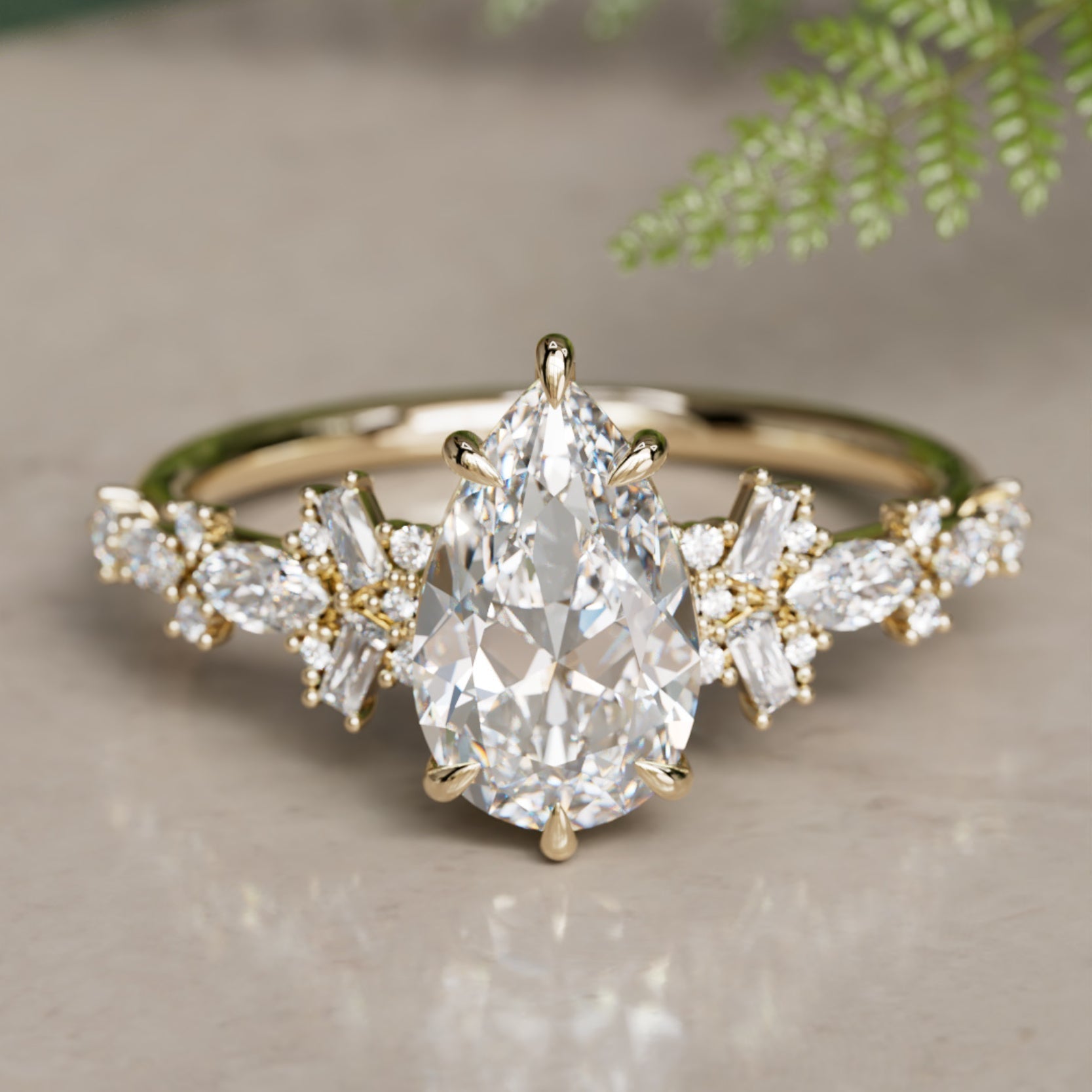 Marquise Shaped Three Stone Lab Grown Diamond Engagement Ring