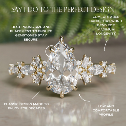 Marquise Shaped Three Stone Lab Grown Diamond Engagement Ring