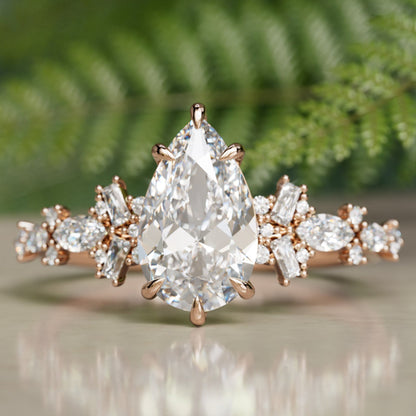 Marquise Shaped Three Stone Lab Grown Diamond Engagement Ring