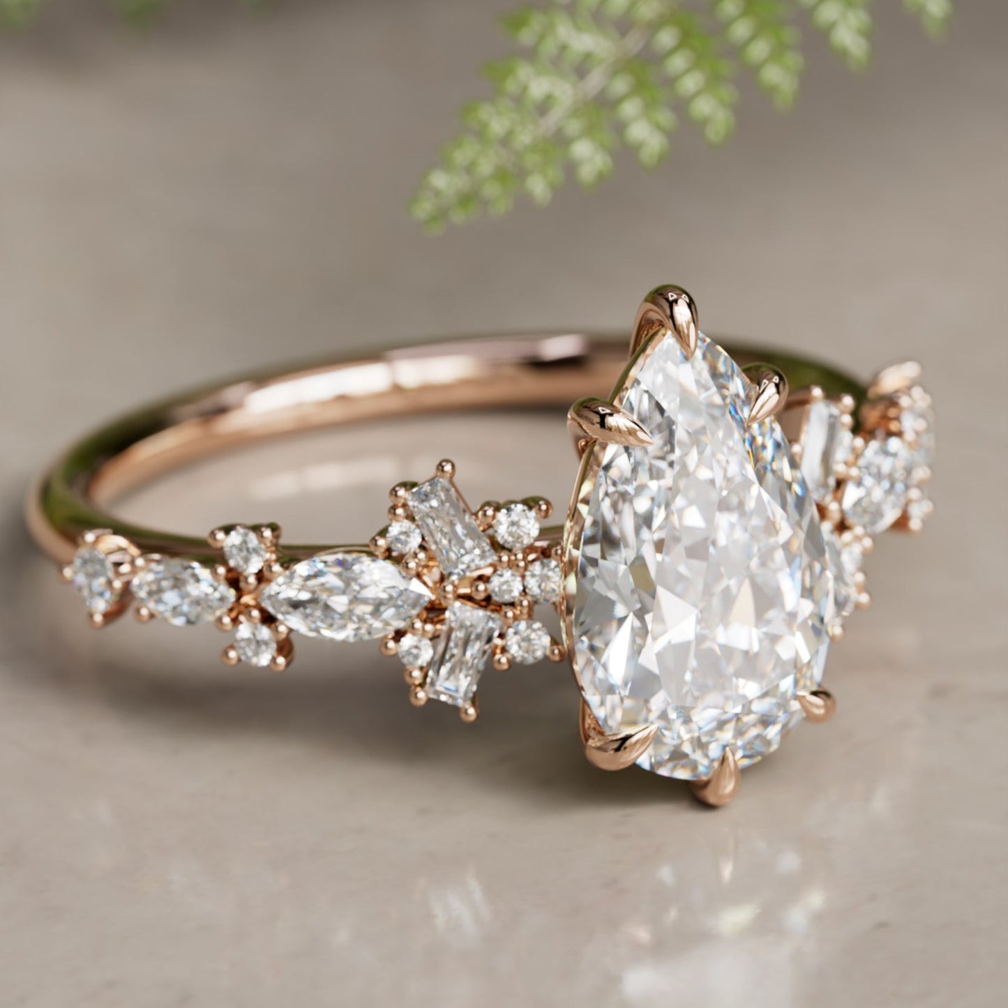 Marquise Shaped Three Stone Lab Grown Diamond Engagement Ring